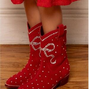 Ivy City Mini Channing Bootie in Red Red Western Boots with Rhinestone Detailing